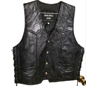 Buffalo Leather Men's Vest, Navarre Leather Company, Size XL